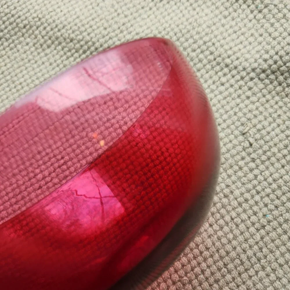 Antique Cranberry Art Glass Finger Bowl Rinser Polished Pontil Base Hand Blown